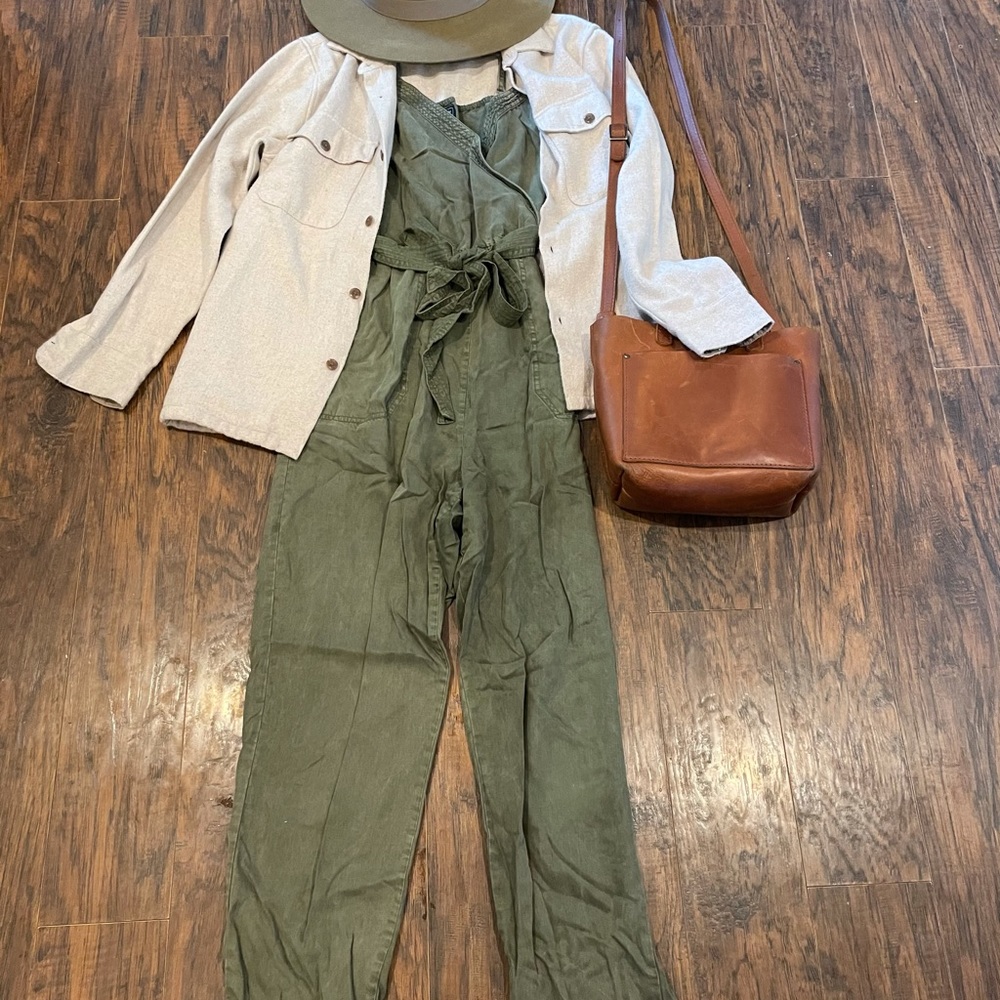 Abercrombie & Fitch olive tie-waist cami jumpsuit